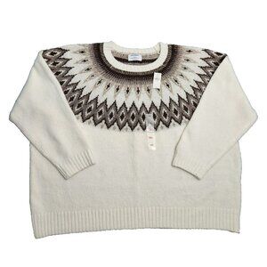 Old Navy Women 2XL Cream Aztec Western Wool Blend Pullover Sweater NWT